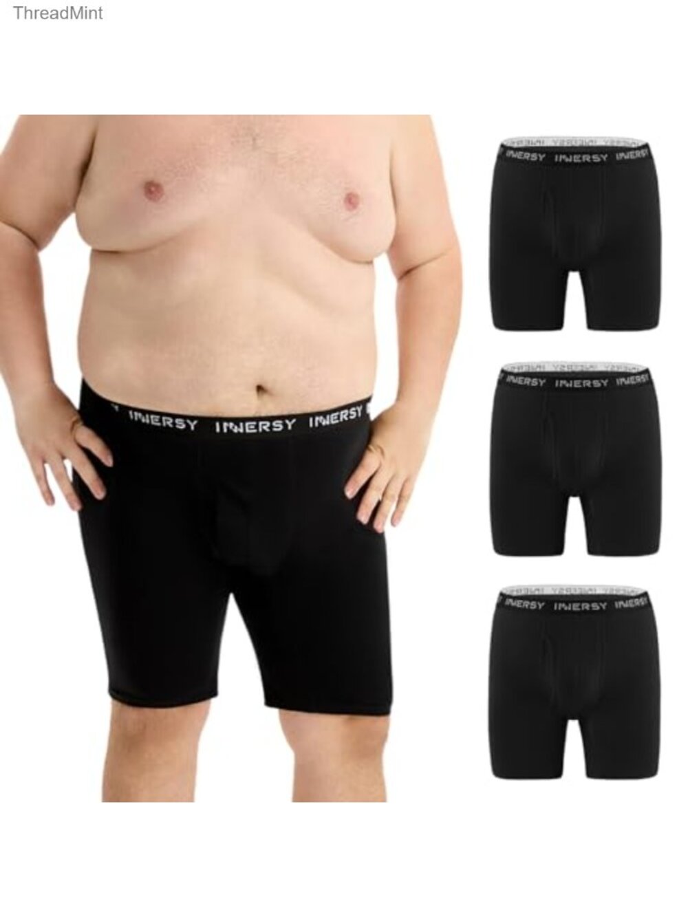 Men's Big & Tall 8.5" Inseam Long Leg Boxer Briefs 3-Pack Cotton Blend